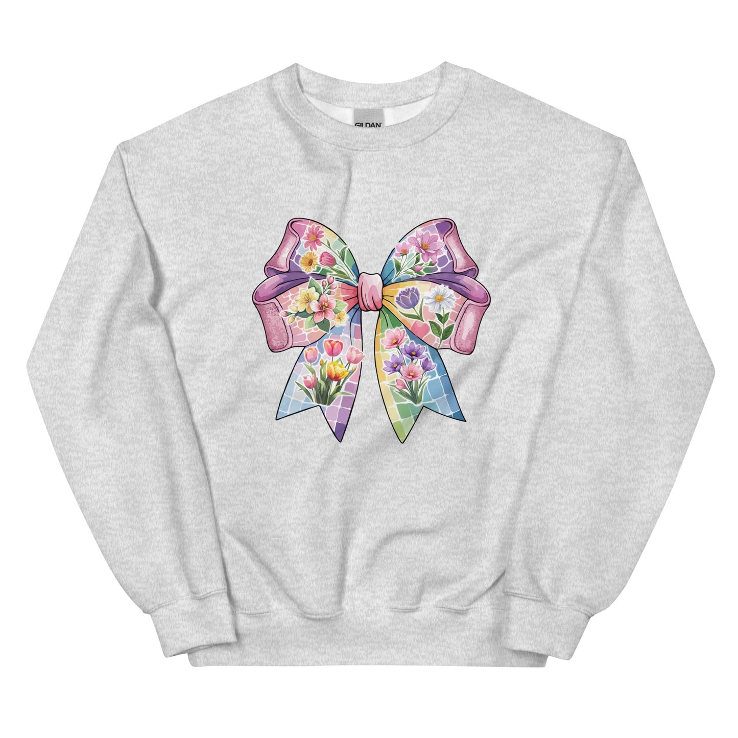 Pink Flower Springtime Bow Crewneck Sweatshirt