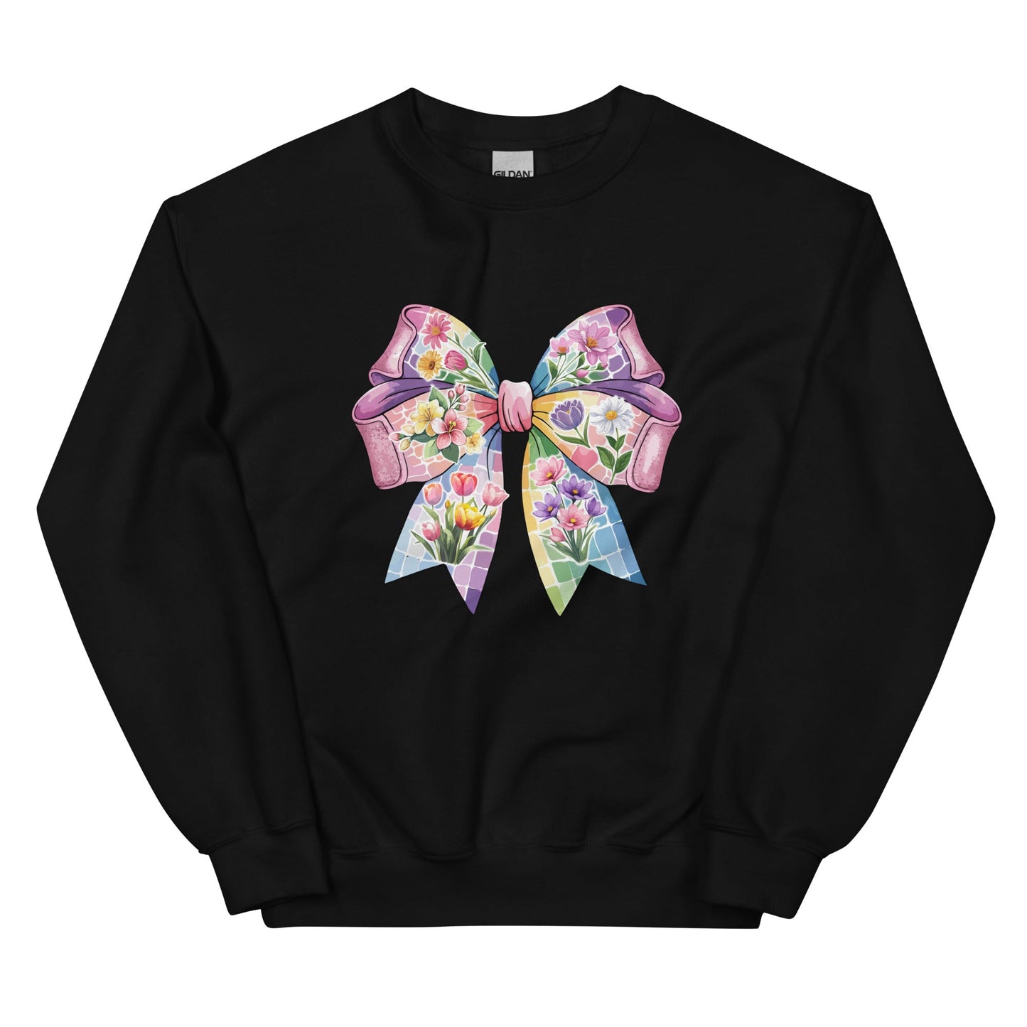 Pink Flower Springtime Bow Crewneck Sweatshirt