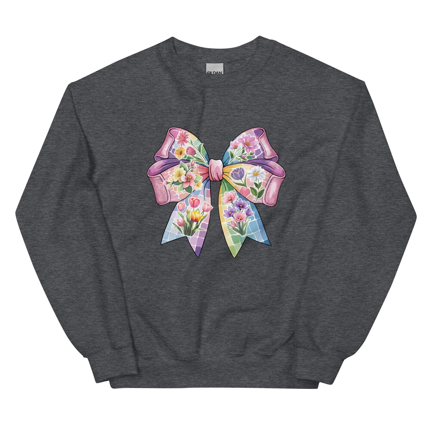 Pink Flower Springtime Bow Crewneck Sweatshirt