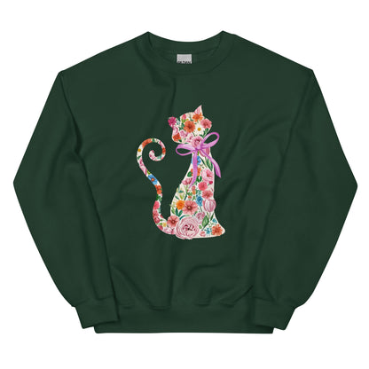 Springtime Flower Cat Crewneck Sweatshirt