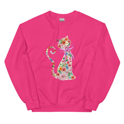 Springtime Flower Cat Crewneck Sweatshirt