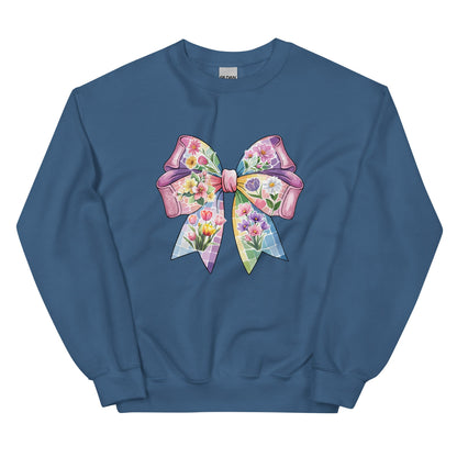 Pink Flower Springtime Bow Crewneck Sweatshirt