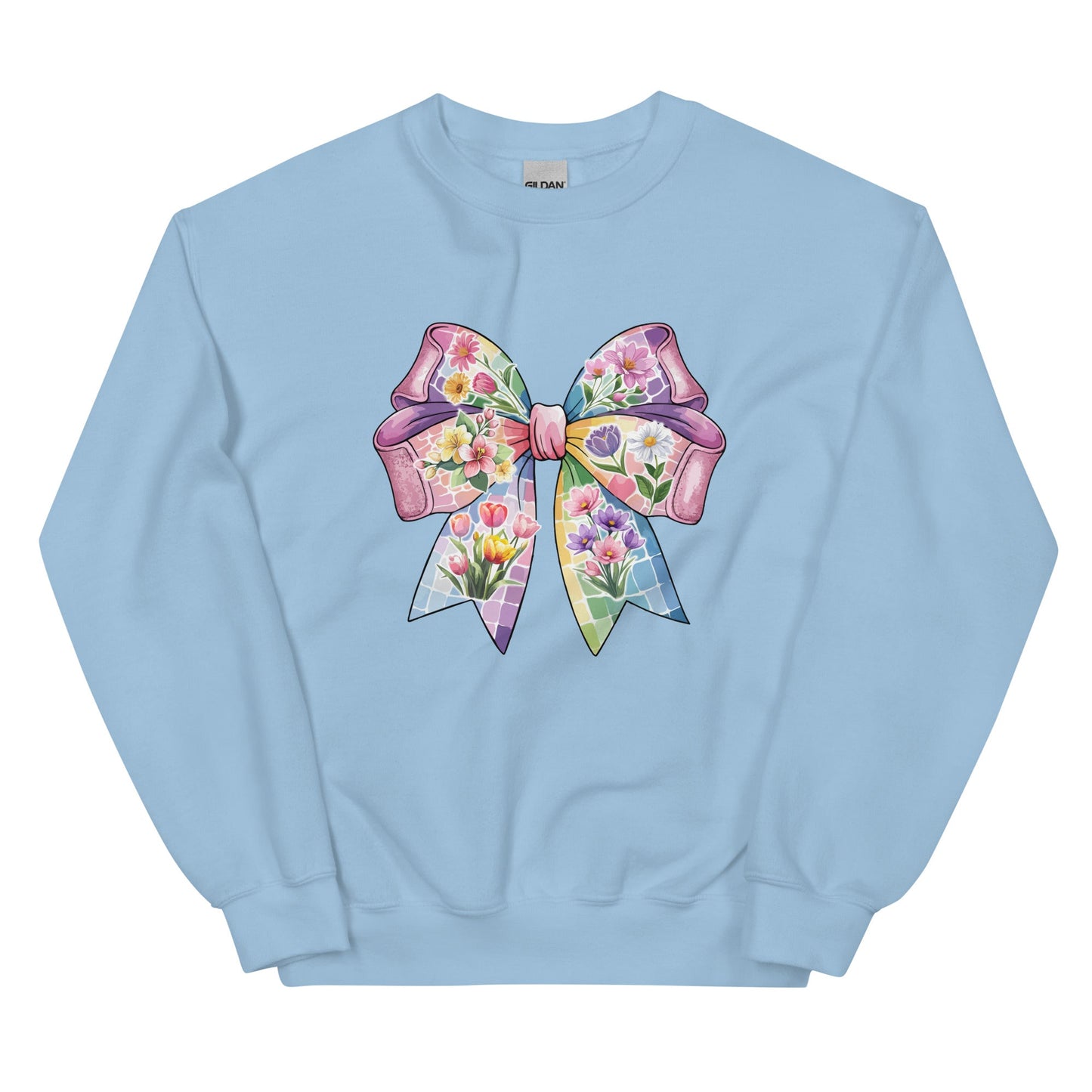 Pink Flower Springtime Bow Crewneck Sweatshirt