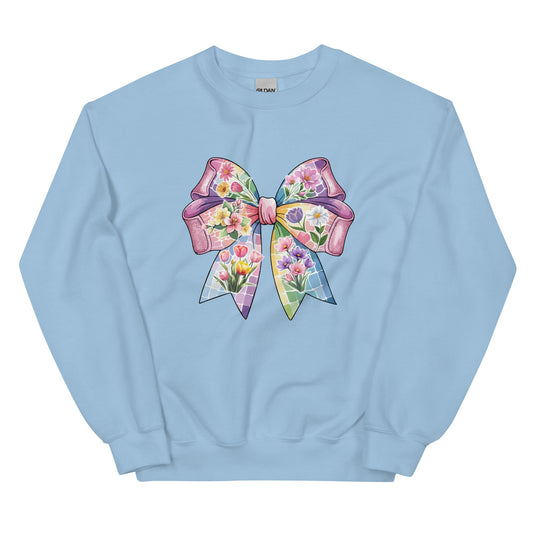 Pink Flower Springtime Bow Crewneck Sweatshirt