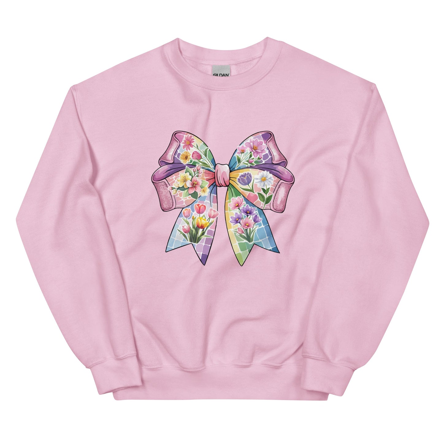Pink Flower Springtime Bow Crewneck Sweatshirt