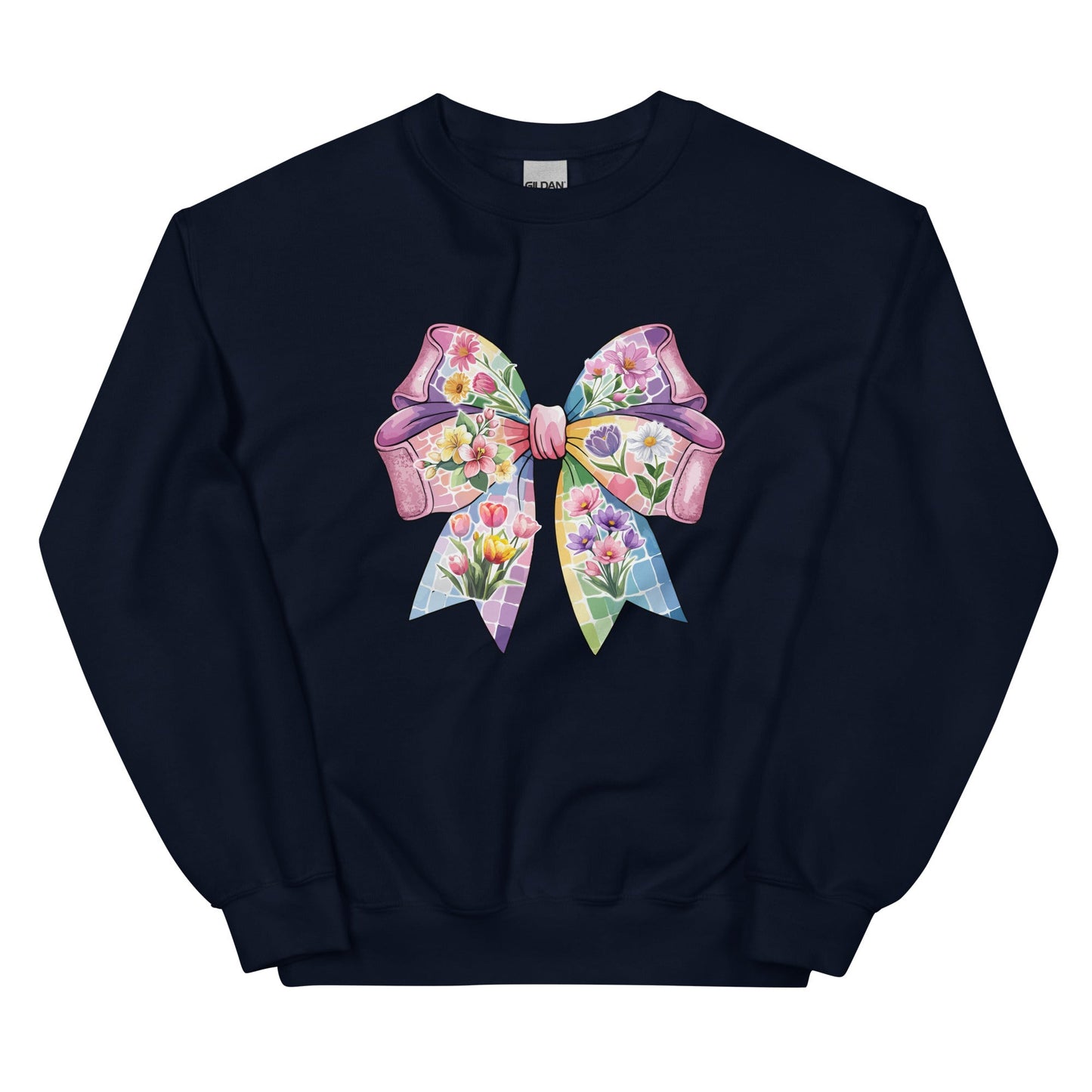 Pink Flower Springtime Bow Crewneck Sweatshirt