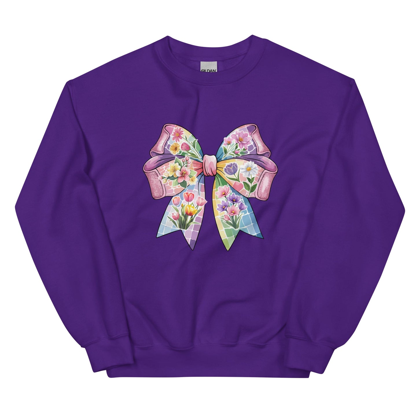Pink Flower Springtime Bow Crewneck Sweatshirt