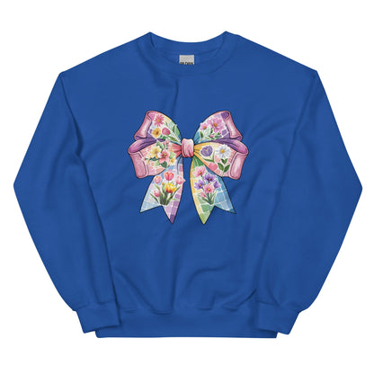 Pink Flower Springtime Bow Crewneck Sweatshirt
