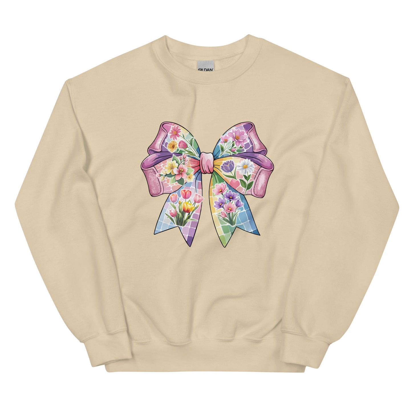 Pink Flower Springtime Bow Crewneck Sweatshirt