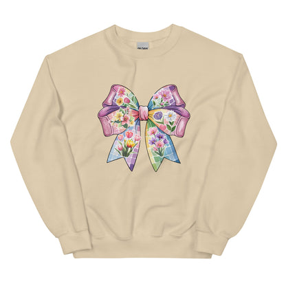 Pink Flower Springtime Bow Crewneck Sweatshirt