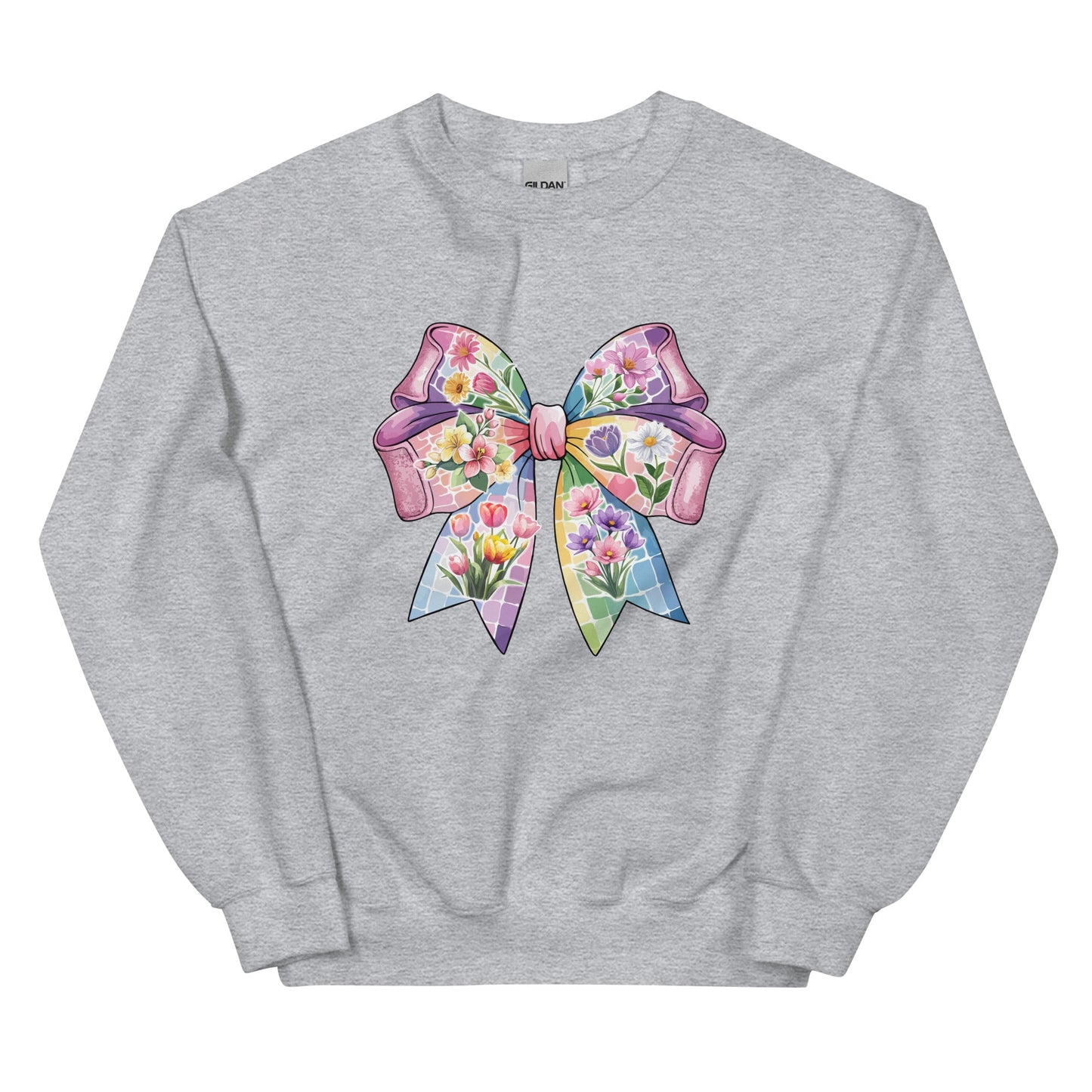 Pink Flower Springtime Bow Crewneck Sweatshirt