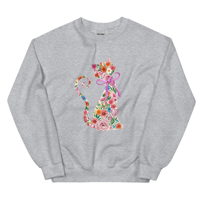 Springtime Flower Cat Crewneck Sweatshirt