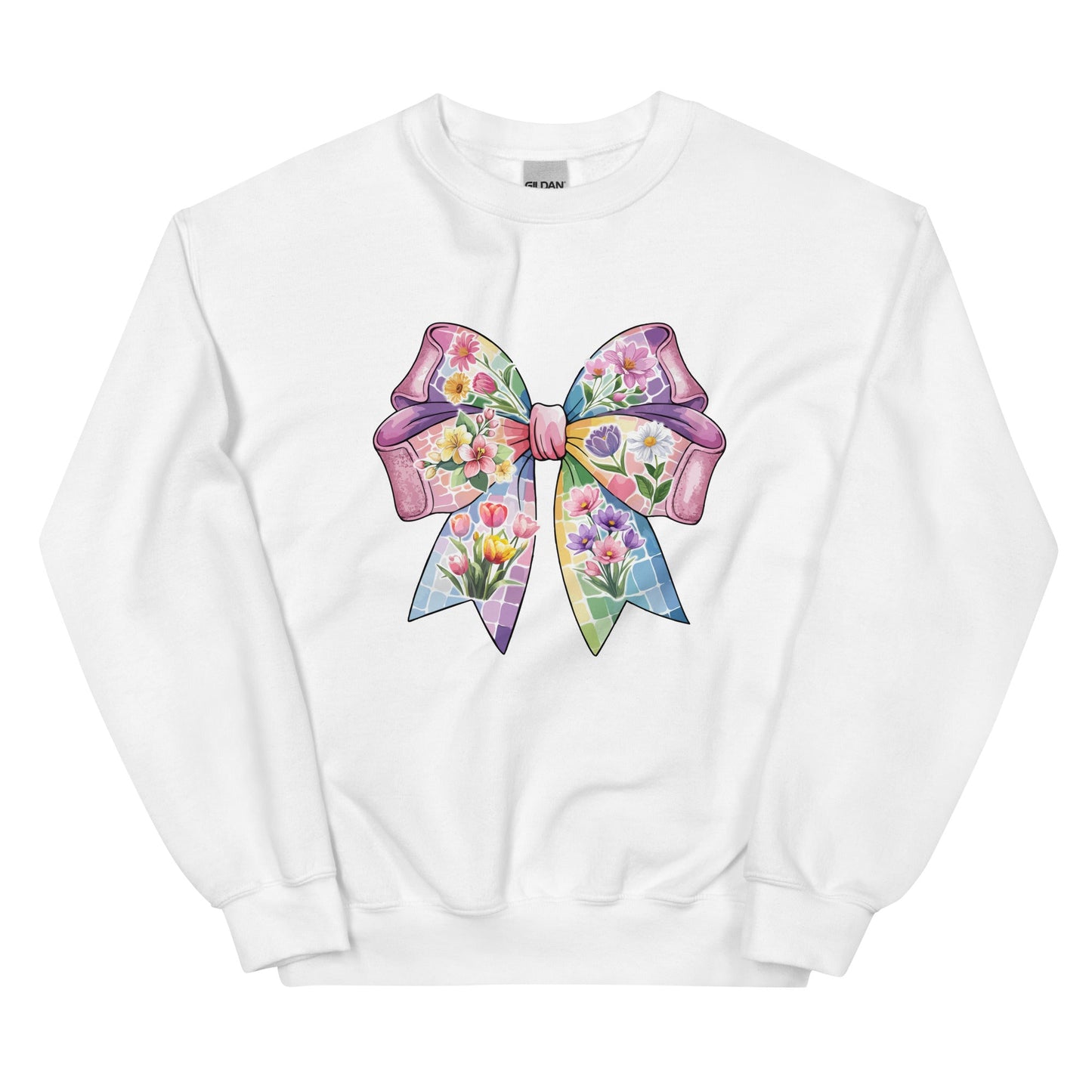 Pink Flower Springtime Bow Crewneck Sweatshirt