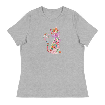 Springtime Flower Cat Women's Relaxed T-Shirt
