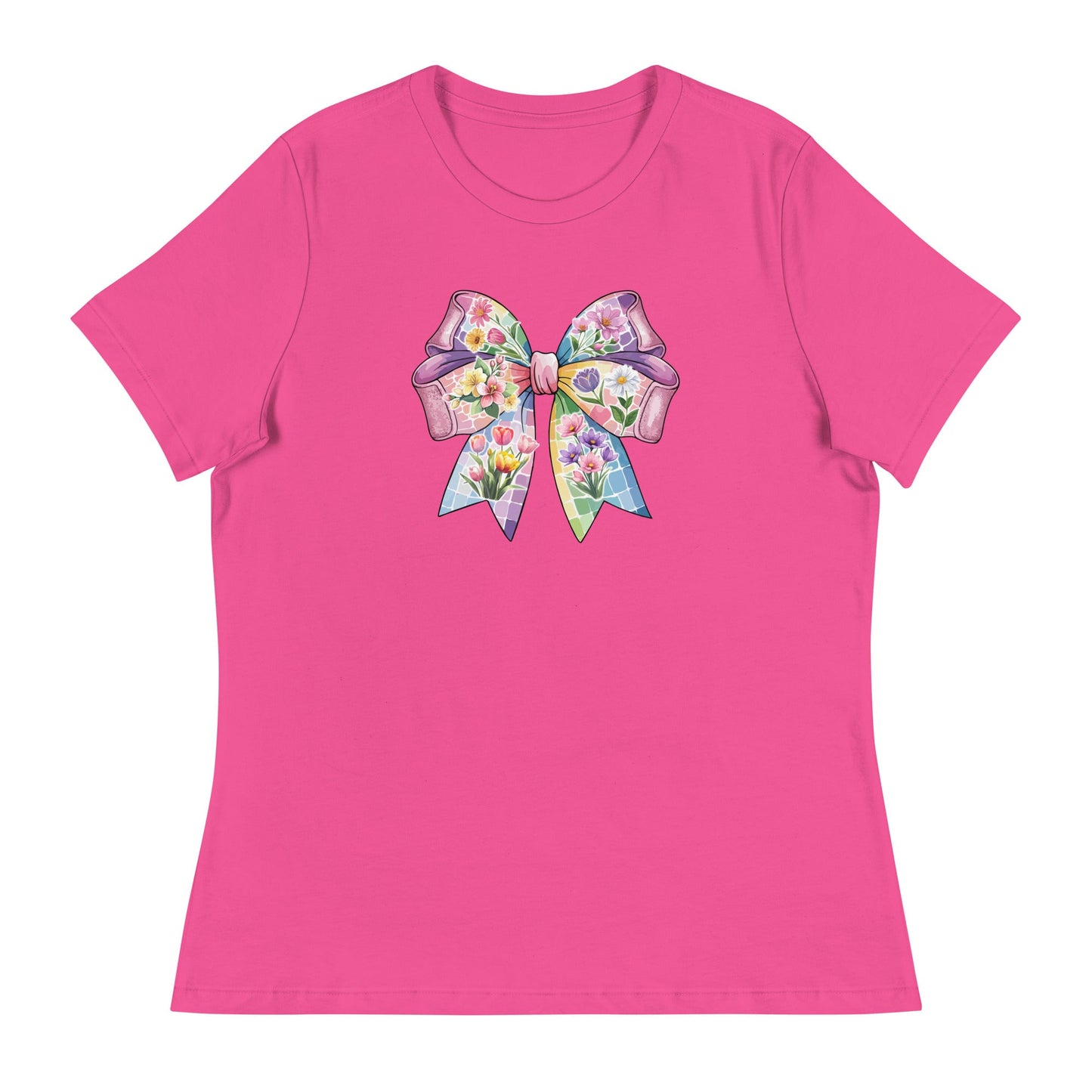 Pink Flower Springtime Bow Women's Relaxed T-Shirt