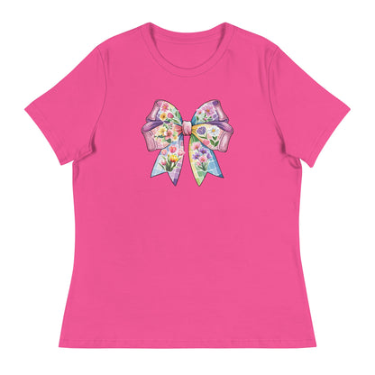 Pink Flower Springtime Bow Women's Relaxed T-Shirt
