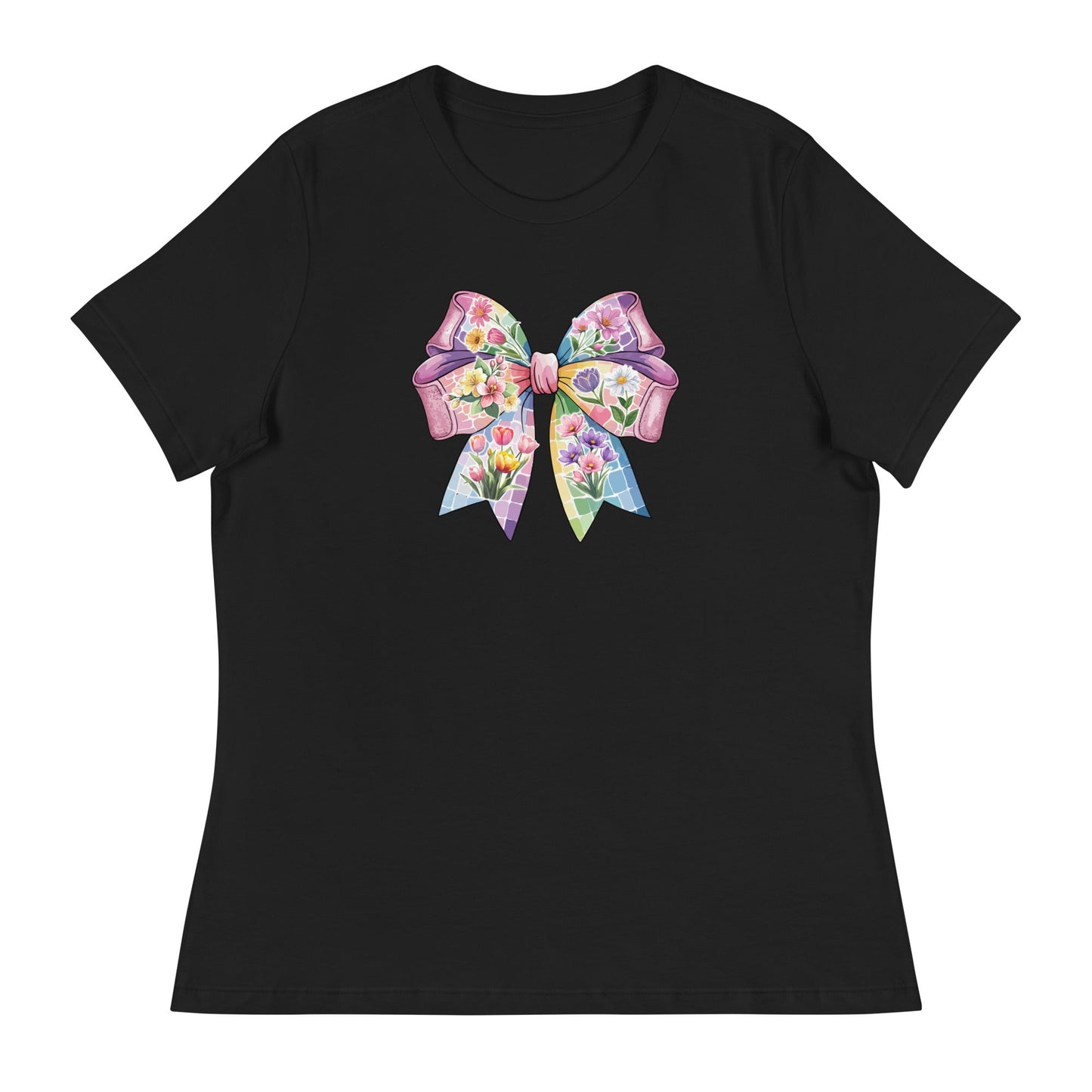 Pink Flower Springtime Bow Women's Relaxed T-Shirt