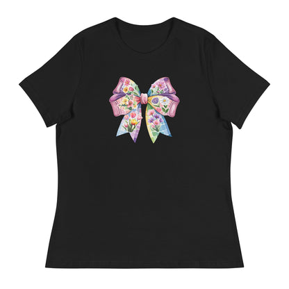 Pink Flower Springtime Bow Women's Relaxed T-Shirt