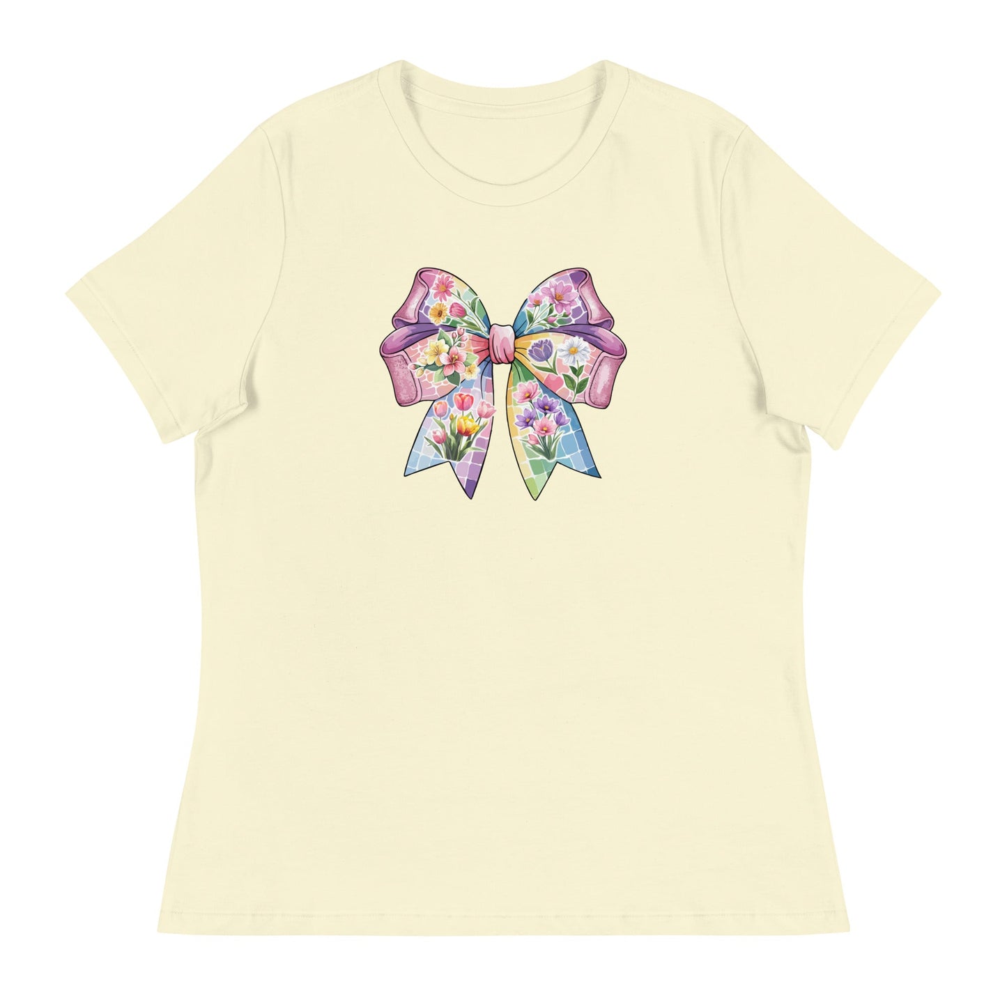 Pink Flower Springtime Bow Women's Relaxed T-Shirt