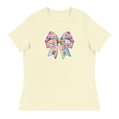 Pink Flower Springtime Bow Women's Relaxed T-Shirt