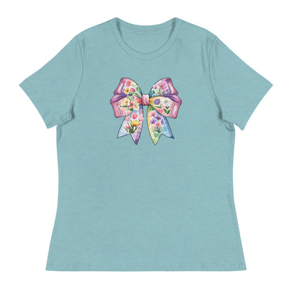 Pink Flower Springtime Bow Women's Relaxed T-Shirt