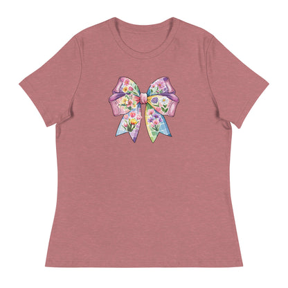 Pink Flower Springtime Bow Women's Relaxed T-Shirt