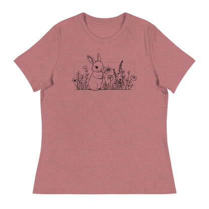 Beautiful Bunny Line Art Women's Relaxed T-Shirt