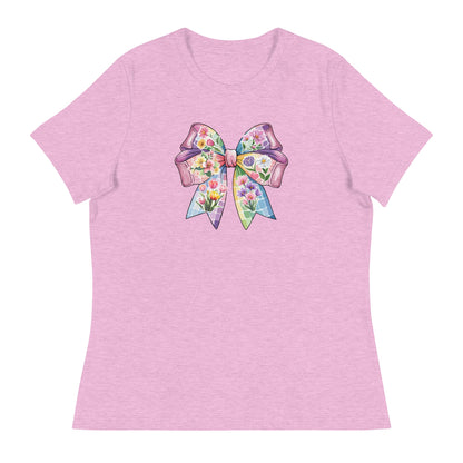 Pink Flower Springtime Bow Women's Relaxed T-Shirt