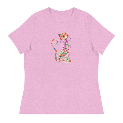 Springtime Flower Cat Women's Relaxed T-Shirt