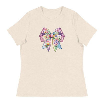 Pink Flower Springtime Bow Women's Relaxed T-Shirt