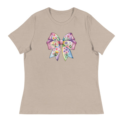 Pink Flower Springtime Bow Women's Relaxed T-Shirt
