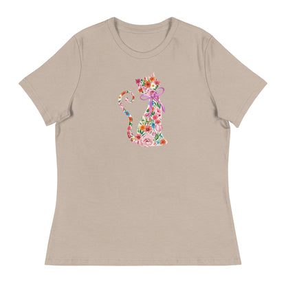 Springtime Flower Cat Women's Relaxed T-Shirt