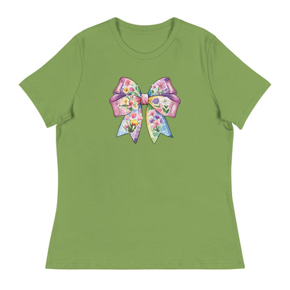 Pink Flower Springtime Bow Women's Relaxed T-Shirt