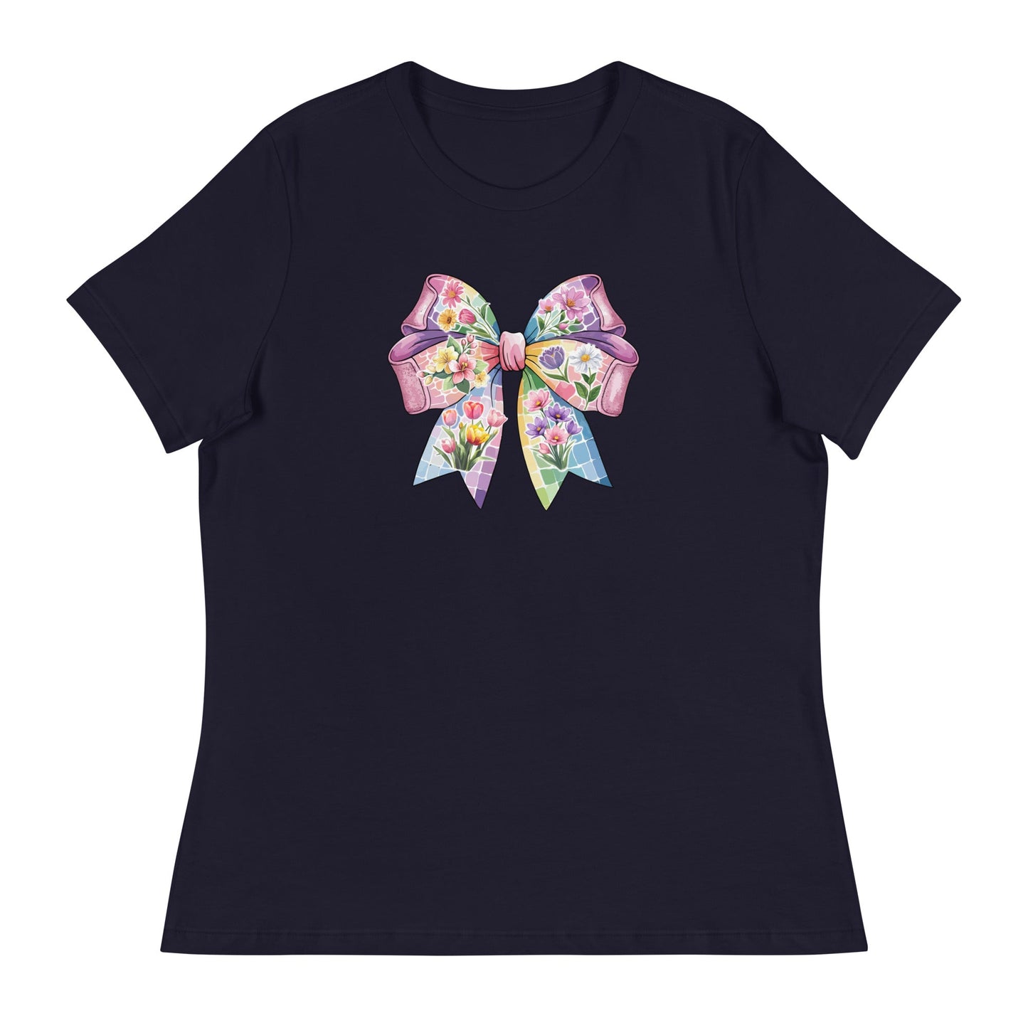 Pink Flower Springtime Bow Women's Relaxed T-Shirt