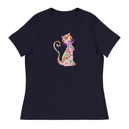 Springtime Flower Cat Women's Relaxed T-Shirt