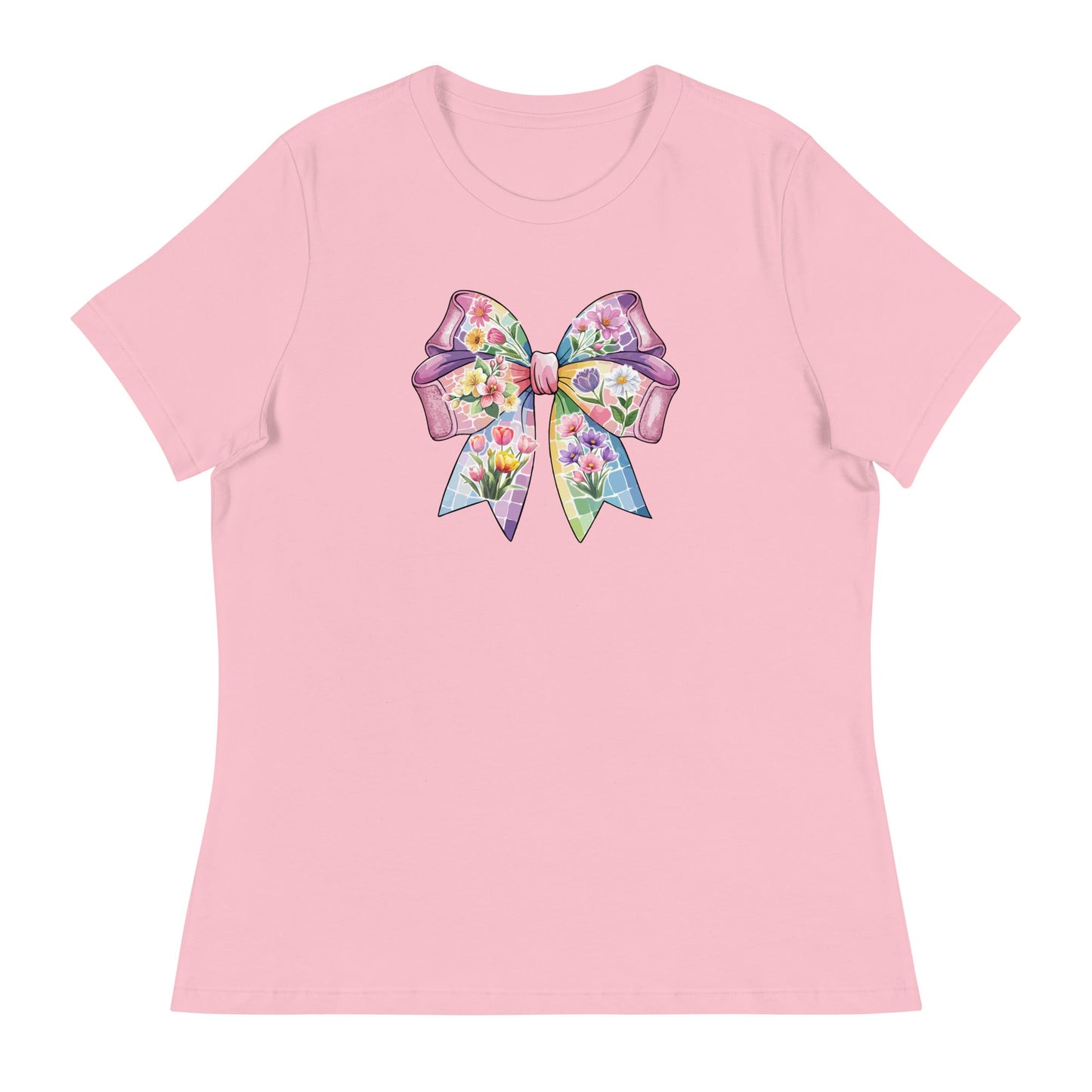 Pink Flower Springtime Bow Women's Relaxed T-Shirt