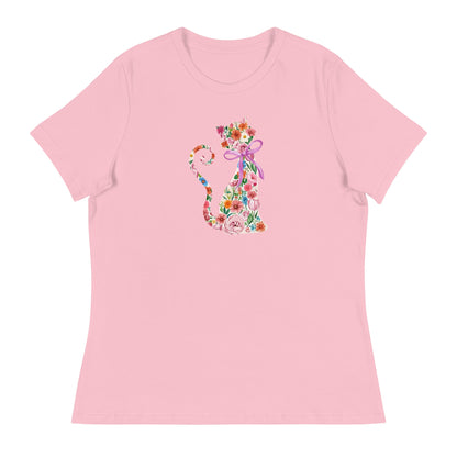 Springtime Flower Cat Women's Relaxed T-Shirt