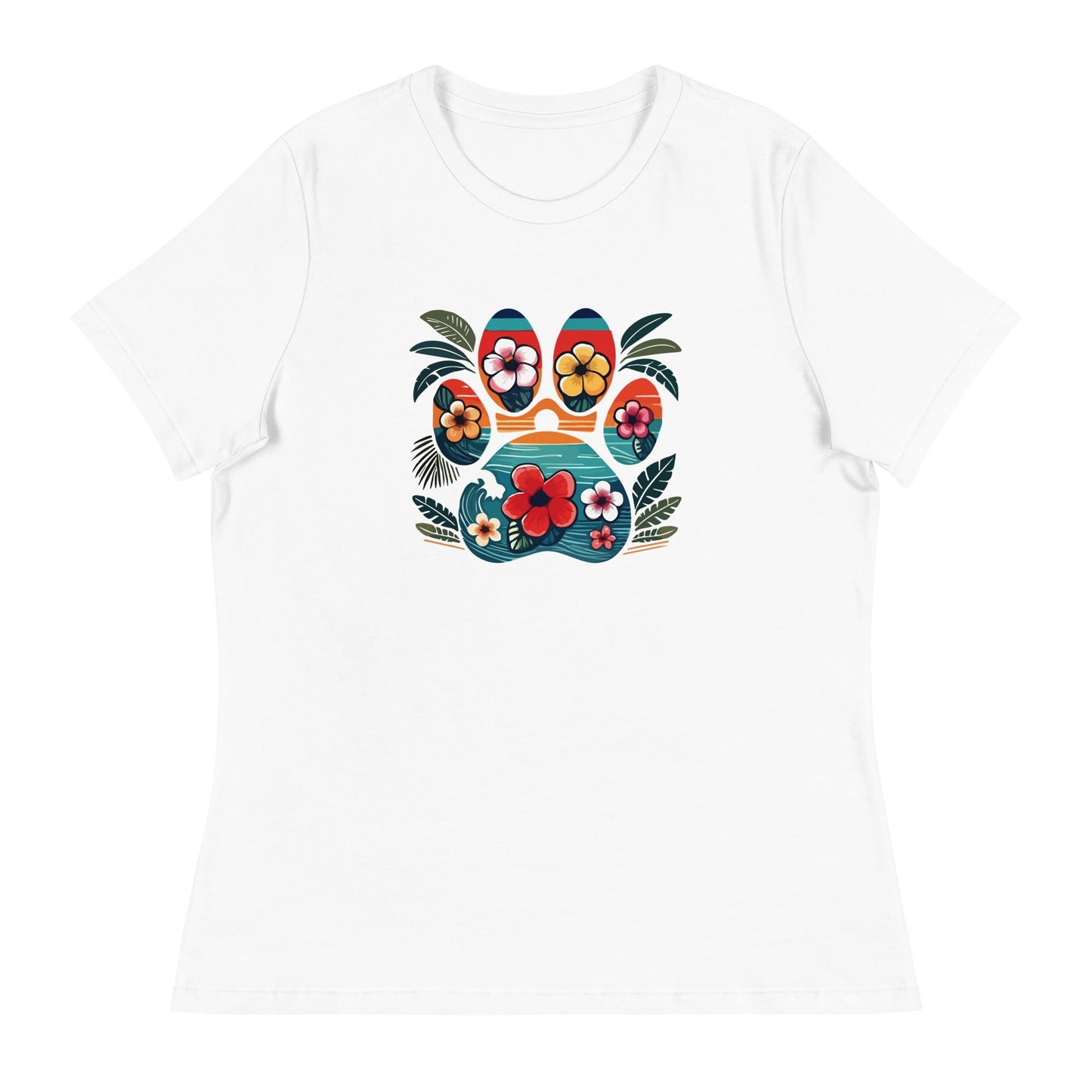 Tropical Paw Print Women's Relaxed T-Shirt