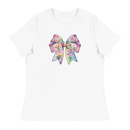 Pink Flower Springtime Bow Women's Relaxed T-Shirt