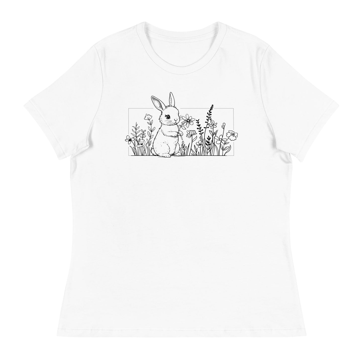 Beautiful Bunny Line Art Women's Relaxed T-Shirt